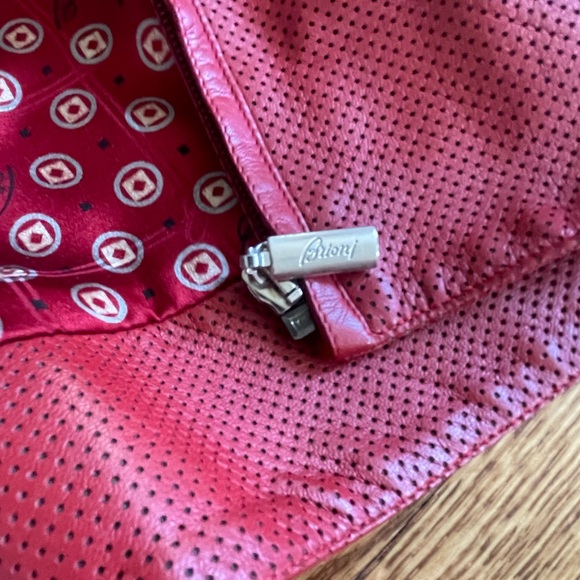 Brioni leather bomber jacket red RARE PERFECT - Picture 4 of 12